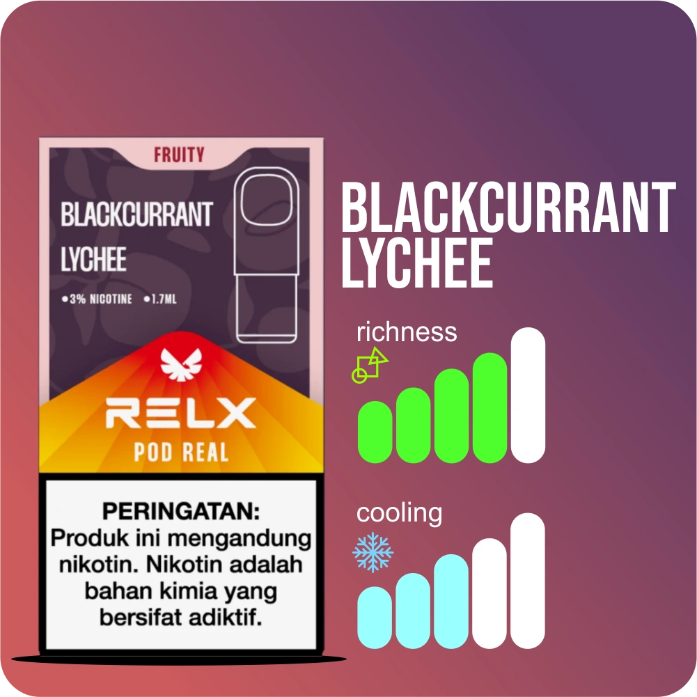 RELX CARTRIDGE POD REAL BLACKCURRANT LYCHEE 3% - Gambar 2