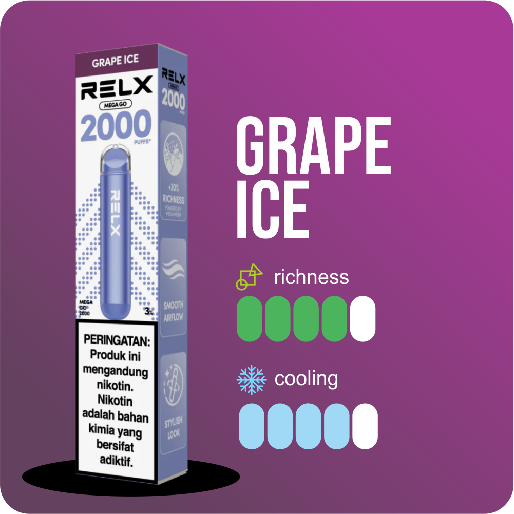 RELX Mega Go - Grape Ice 2000 PUFF - Gambar 2