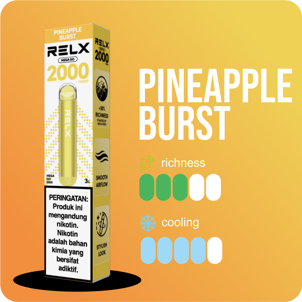 RELX Mega Go - Pineapple Burst 2000 PUFF - Gambar 2