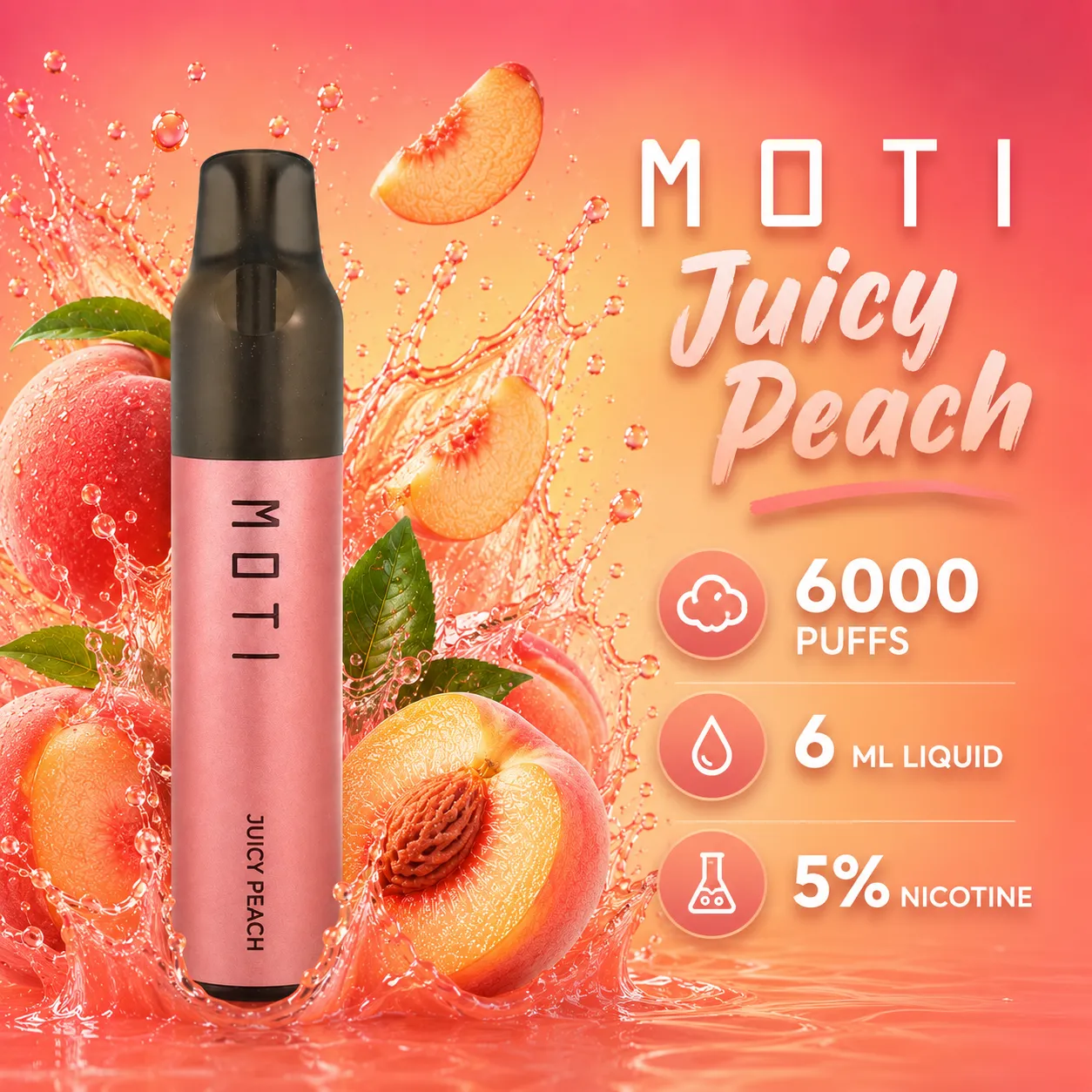MOTI R 6000 JUICY PEACH DISPOSABLE POD - Gambar 2