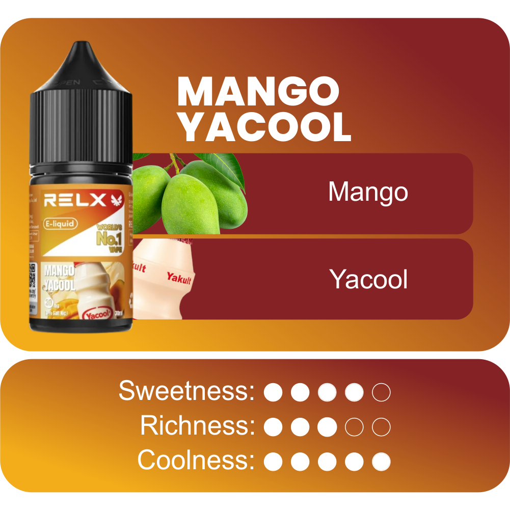 RELX E-LIQUID 30ML MANGO YACOOL NIC 3% - Gambar 2