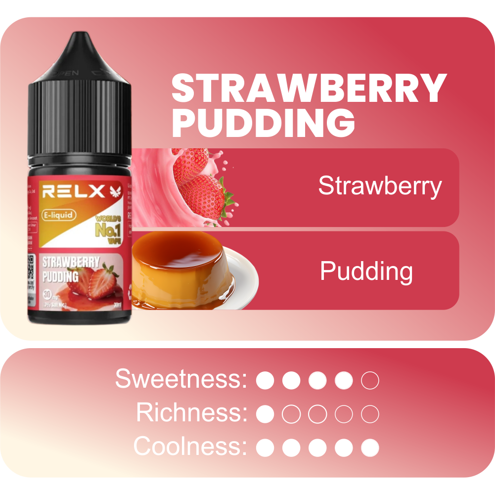 RELX E-LIQUID 30ML STRAWBERRY PUDDING NIC 3% - Gambar 2